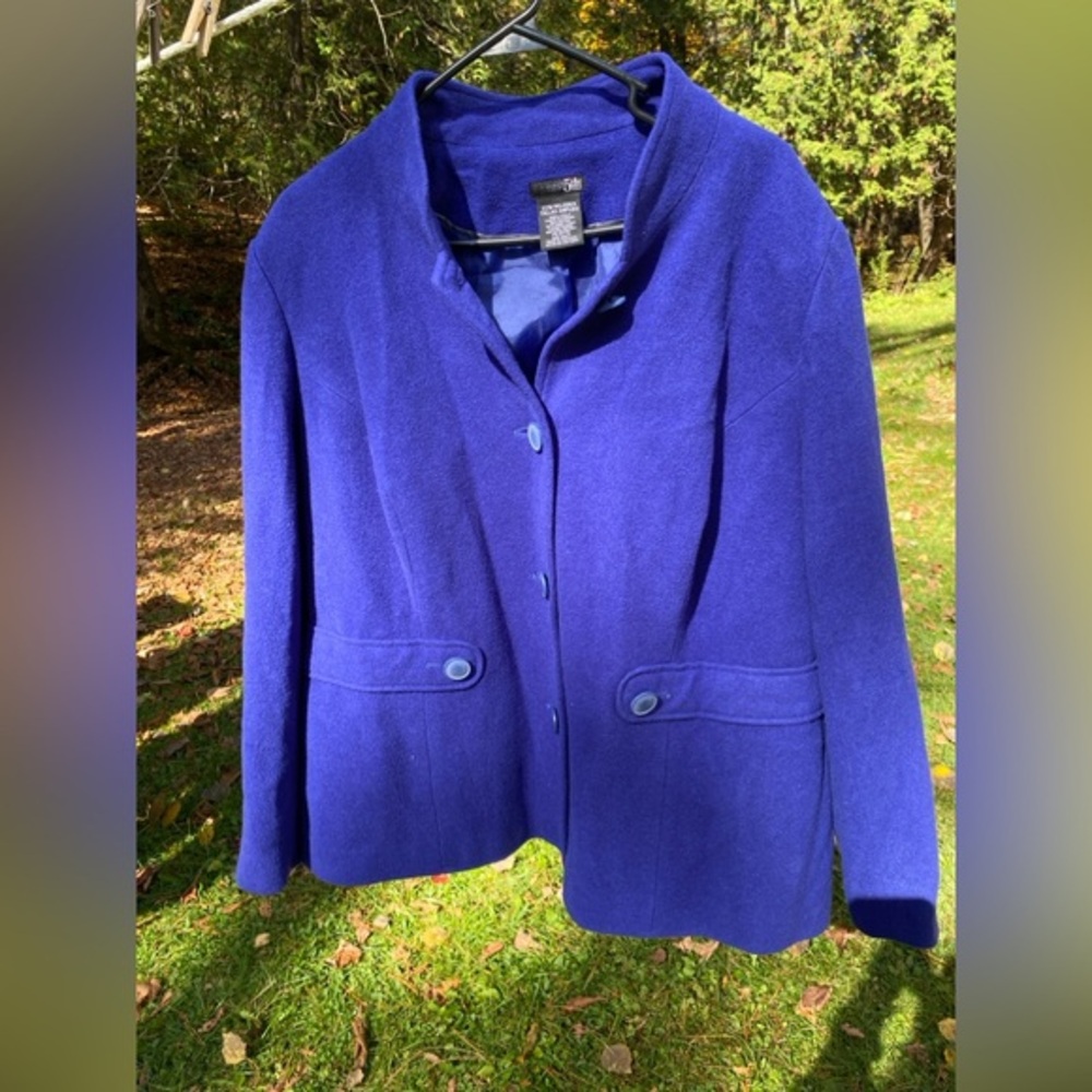 Women's Blue Wool Blend Pea Coat